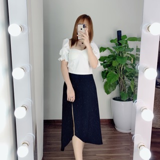 Set áo cúp ngực chân váy xẻ