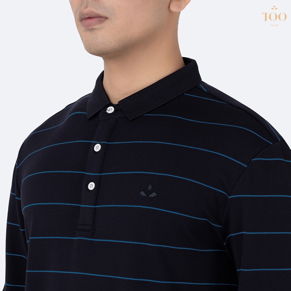 Áo polo nam dài tay cổ bẻ TQQ NPL05 họa tiết kẻ ngang lịch lãm sang trọng