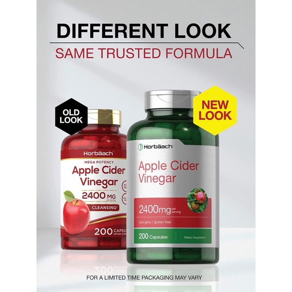 Viên uống giấm táo Apple Cider 1200mg 2400mg - Giúp giảm cân, đẹp da, detox cơ thể