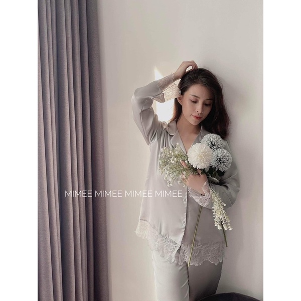 Pijama Bộ ngủ lụa tằm viền ren dài tay mimee ( ảnh thật chính chủ ) | BigBuy360 - bigbuy360.vn