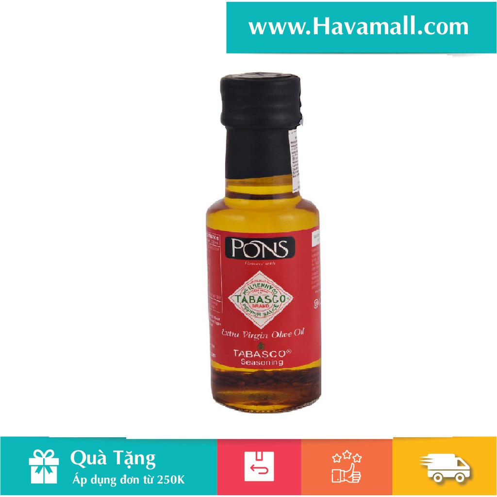 [HÀNG CHÍNH HÃNG] Dầu Olive Extra Virgin Vị Ớt Tabasco Hiệu Pons 125ml