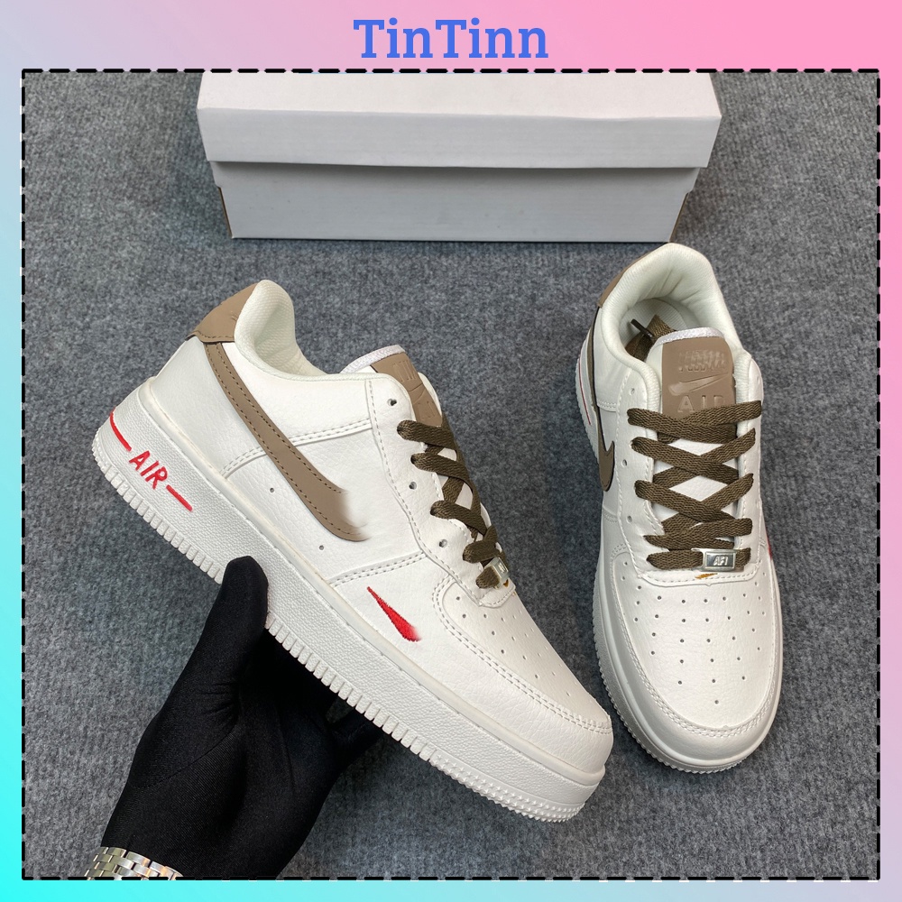 Nike Air Force 1 Vệt Nâu af1 Giày Thể Thao Nike Trắng Nâu Đế Cao 3cm Hot Trend 2022
