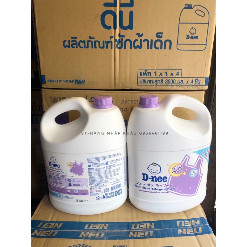 [TEM CÔNG TY ĐẠI THỊNH] Nước giặt xả Dnee can 3 lit Thái Lan màu hồng- đủ màu