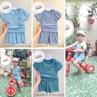 Bộ cộc tay cài vai vải sồi trẻ em Bu