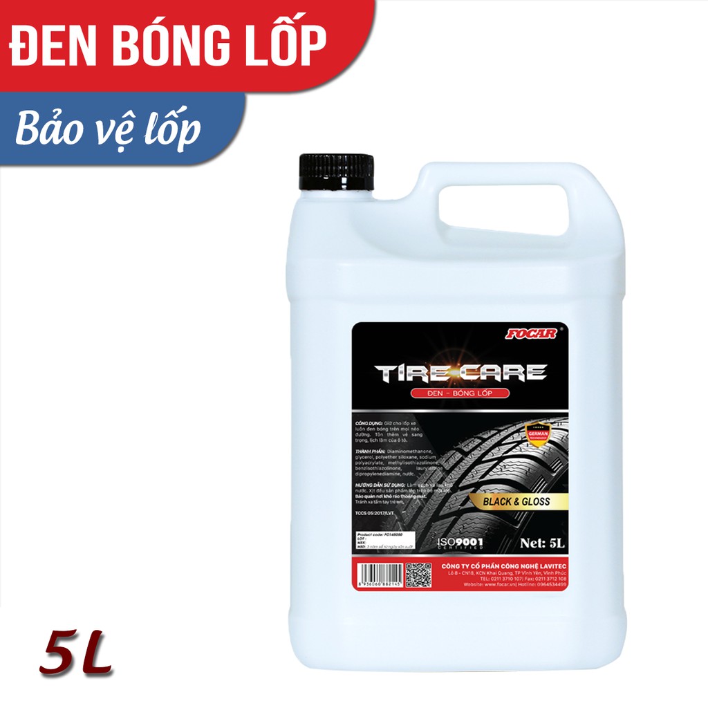 Dung dịch dưỡng đen bóng lốp ô tô Focar Tire Care 5L