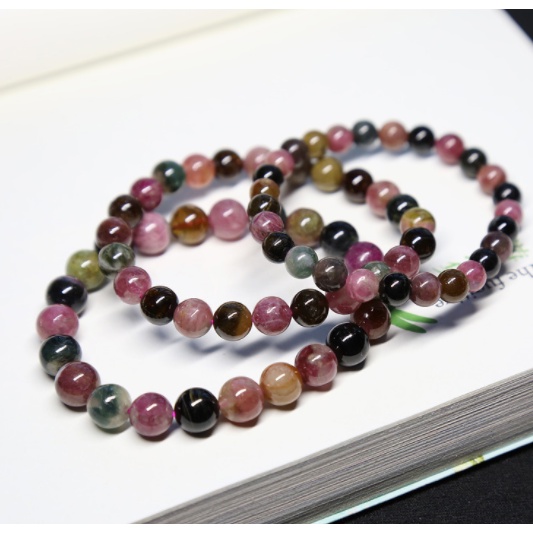 Chuỗi Hạt Đá Tourmaline Tự Nhiên Dùng Làm Vòng Tay / Vòng cổ DIY