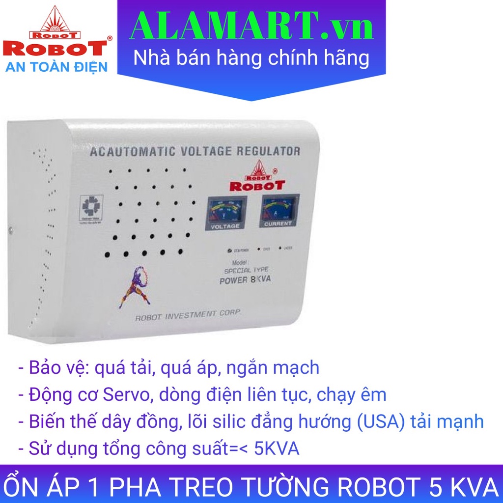 ỔN ÁP 1 PHA TREO TƯỜNG ROBOT RENO 5 KVA