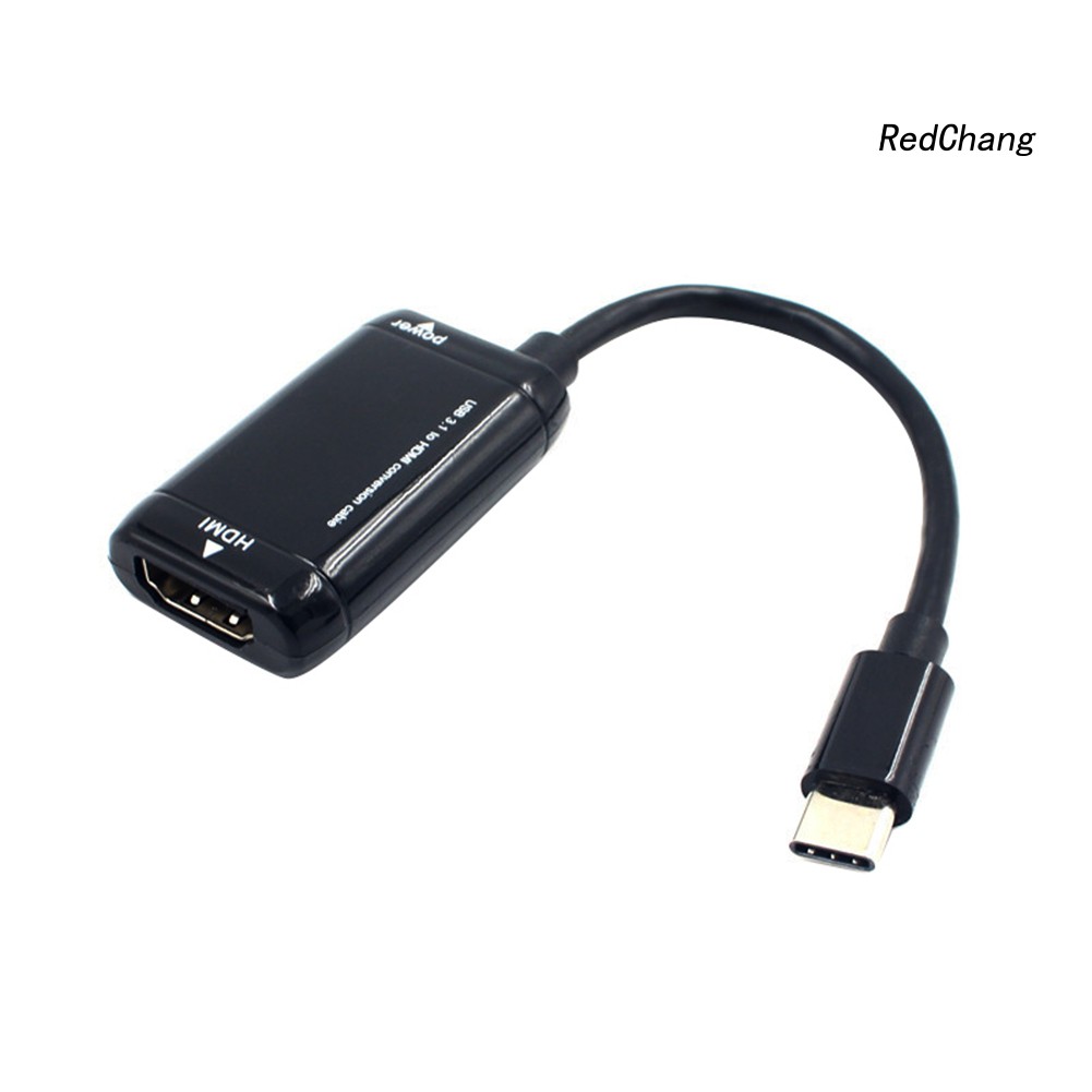 -SPQ- Portable USB 3.1 Type C to HDMI 1080P Adapter Cable Audio Converter for PC HDTV