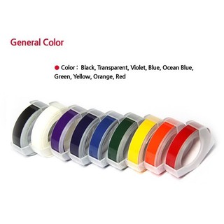 Băng dán chữ nổi / Dây plastic dùng cho máy bấm chữ nổi Kola Mtex Motex Dymo...