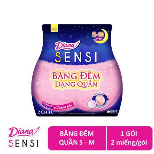 Băng đêm dạng quần 360 độ Diana size S-M , M-L 2 chiếc/ gói