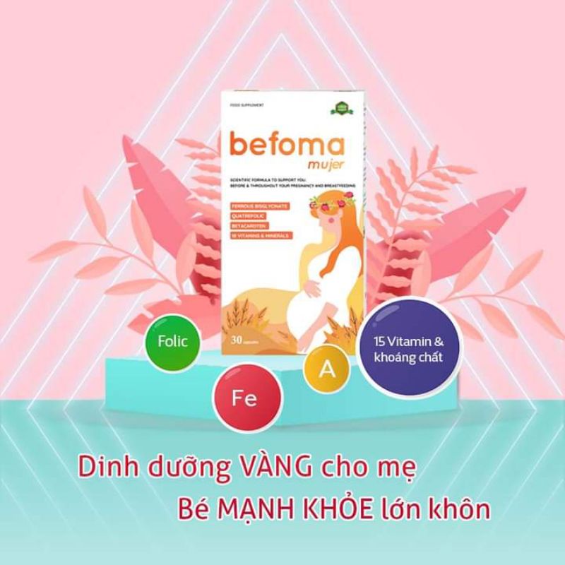 Befoma - Vitamin tổng hợp bổ sung 18 vitamin và khoáng chất thiết yếu cho bà bầu (hộp 30 viên)