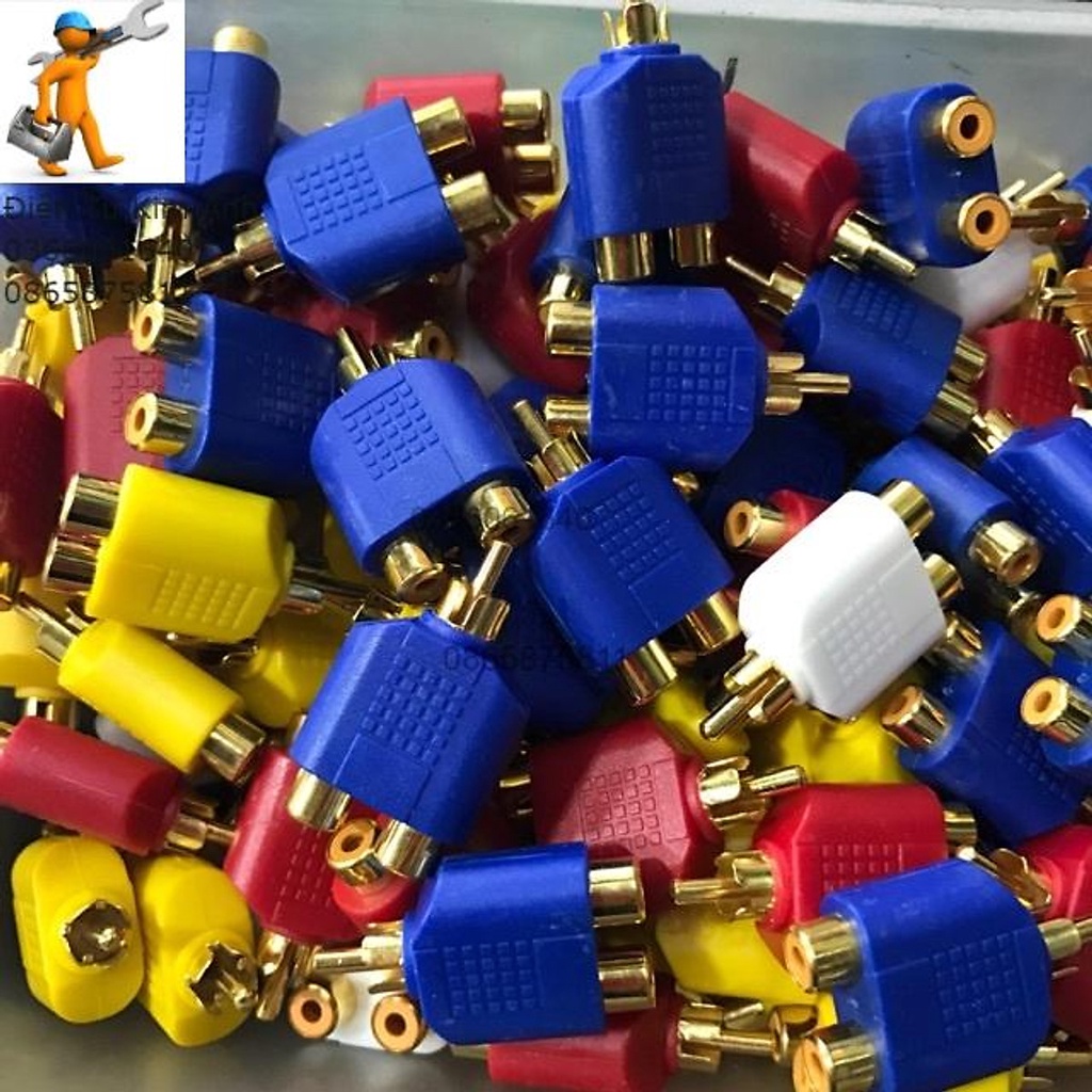 Bộ 2 Đầu Chia Jack Loa Hoa Sen AV  - Màu Ngẫu Nhiên