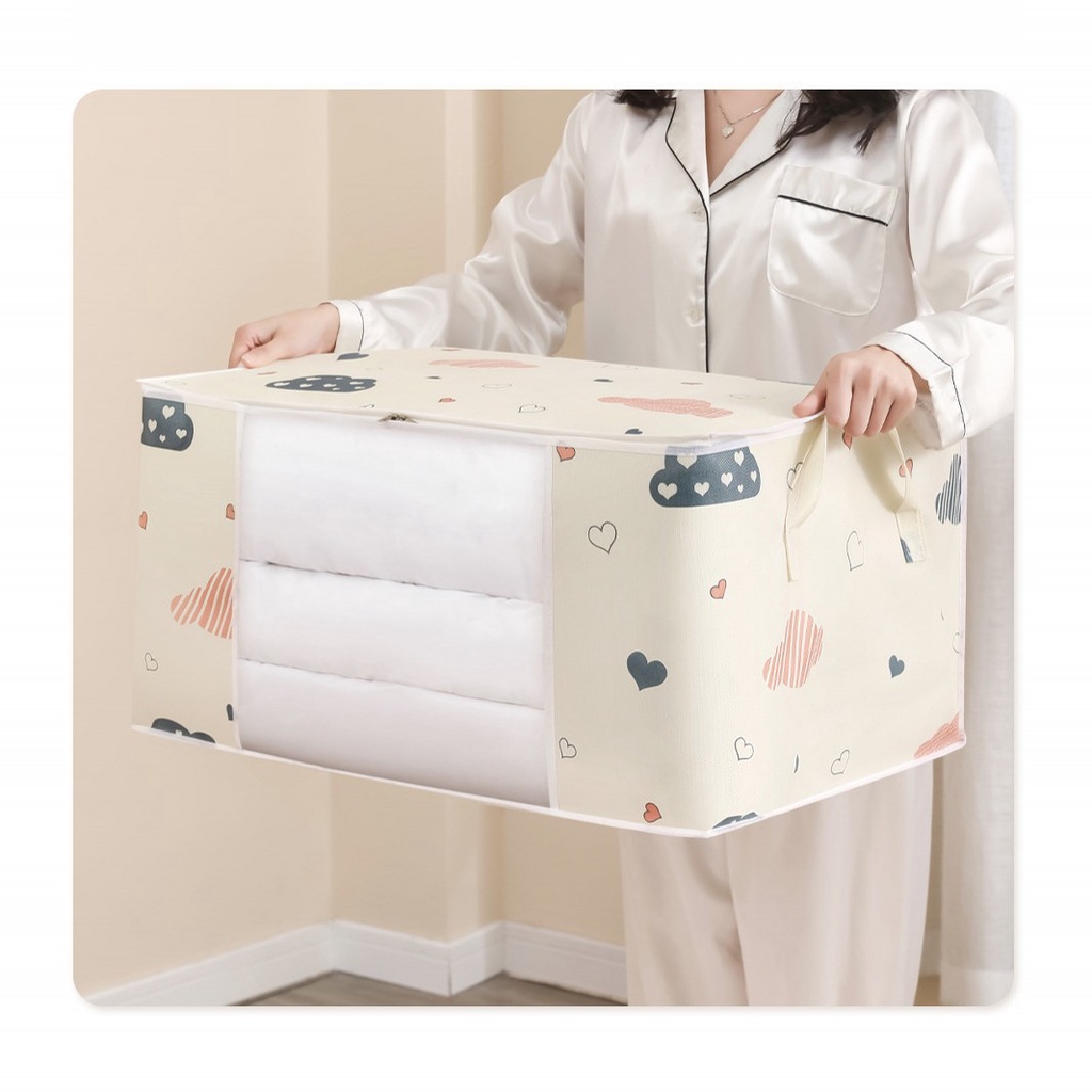 Túi Đựng Quần Áo Sức Chứa Lớn Bằng Vải Không Dệt Chống Bụi Có Khóa Kéo Tiện Dụng