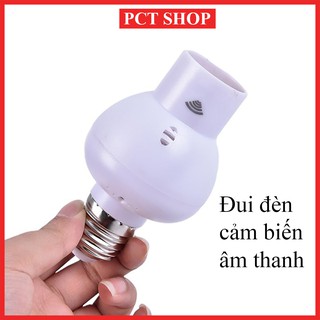 Đui đèn cảm biến âm thanh tự động sáng trong tối thông minh treo cửa nhà, cổng,sân, trang trại