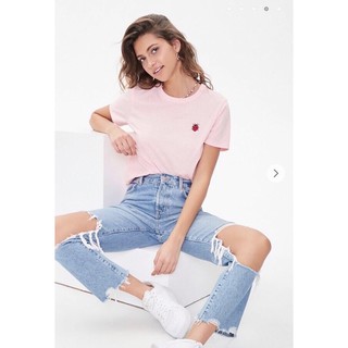 Áo thun Hồng from basic thêu con bọ đỏ vnxk