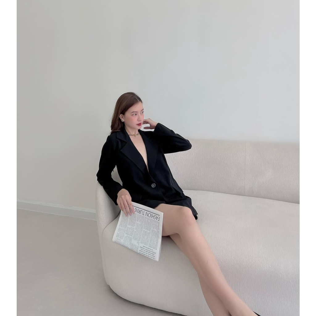 [HÀNG THIẾT KẾ CAO CẤP] Set Áo Vest Blazer Tay Dài Quần Ngắn Công Sở / Đi Tiệc Màu Nâu Sang Trọng