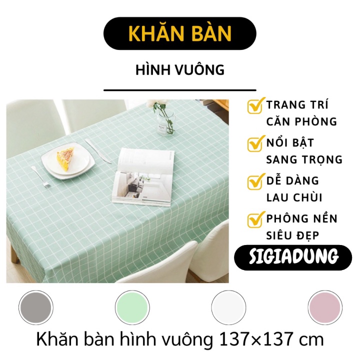 [SGD] Khăn Trải Bàn - Khăn Trải Bàn Kẻ Caro, Nhựa PVC Chống Thấm Nước, Trang Trí Bàn Ăn 9531