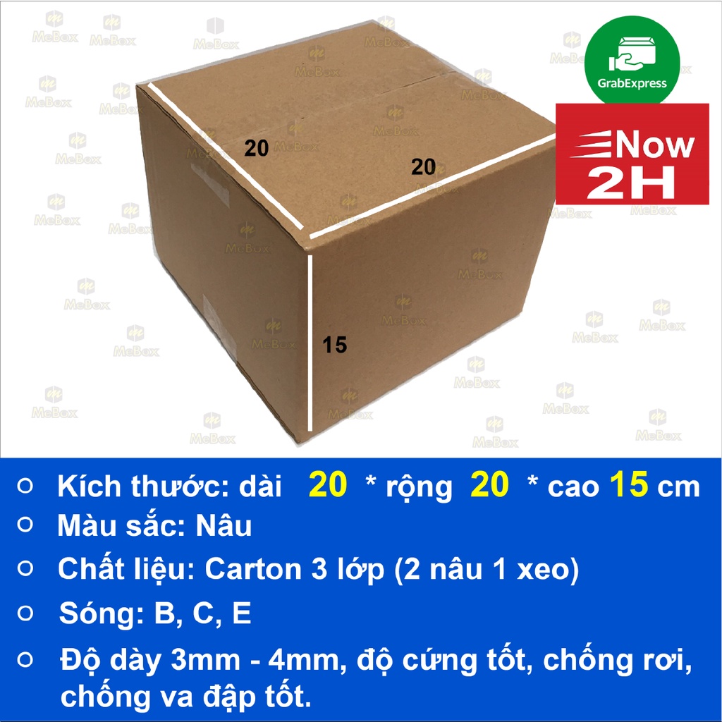 thùng hộp đóng hàng 20x20x15 bộ 20 cứng cáp