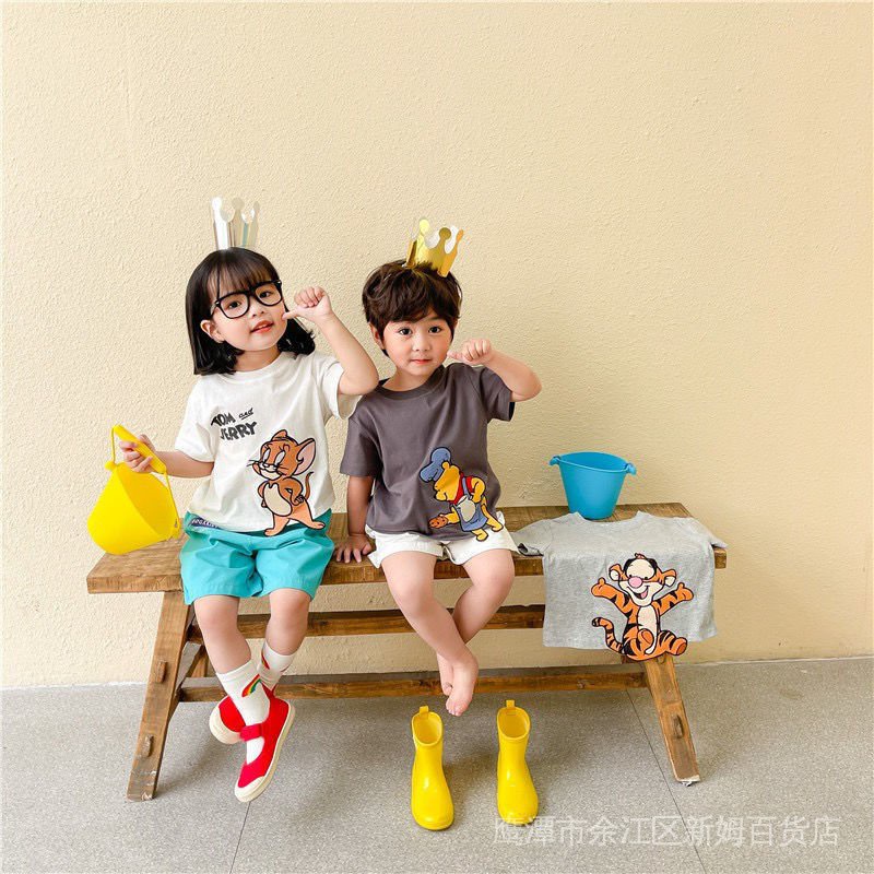 Áo Thun Tay Ngắn 100% Cotton Siêu Mềm Thêu Họa Tiết Hoạt Hình Thời Trang Mùa Hè Cho Bé Trai Và Gái