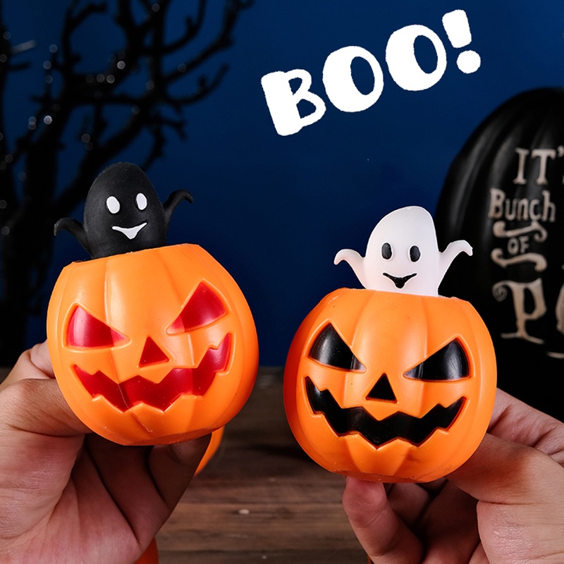 Đồ Chơi Nắn Bóp Đàn Hồi Giảm Stress Hình Ma Bí Ngô Halloween