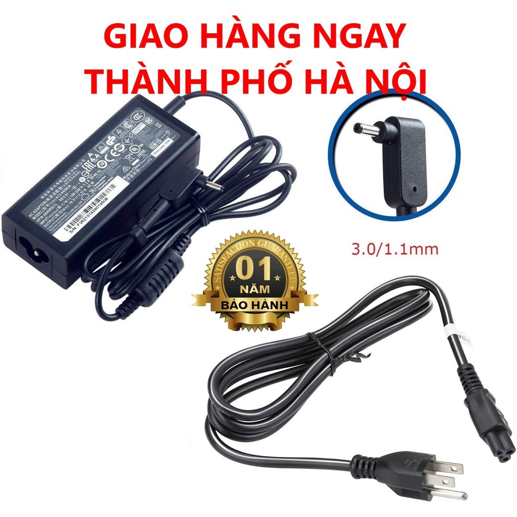 [BH 1 đổi 1] Sạc Adapter Laptop Acer 19V-2.37A 45W Chân Nhỏ (3.0mm*1.1mm)