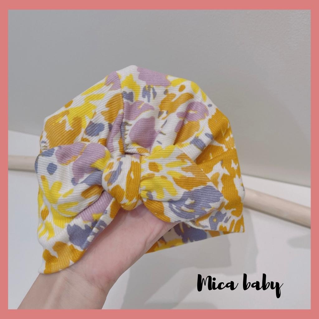 Mũ nón turban chất cotton co dãn họa tiết sắc màu xinh xắn cho bé gái MTB168 Mica baby