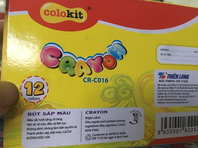 BÚT SÁP MÀU COLOKIT 12 màu