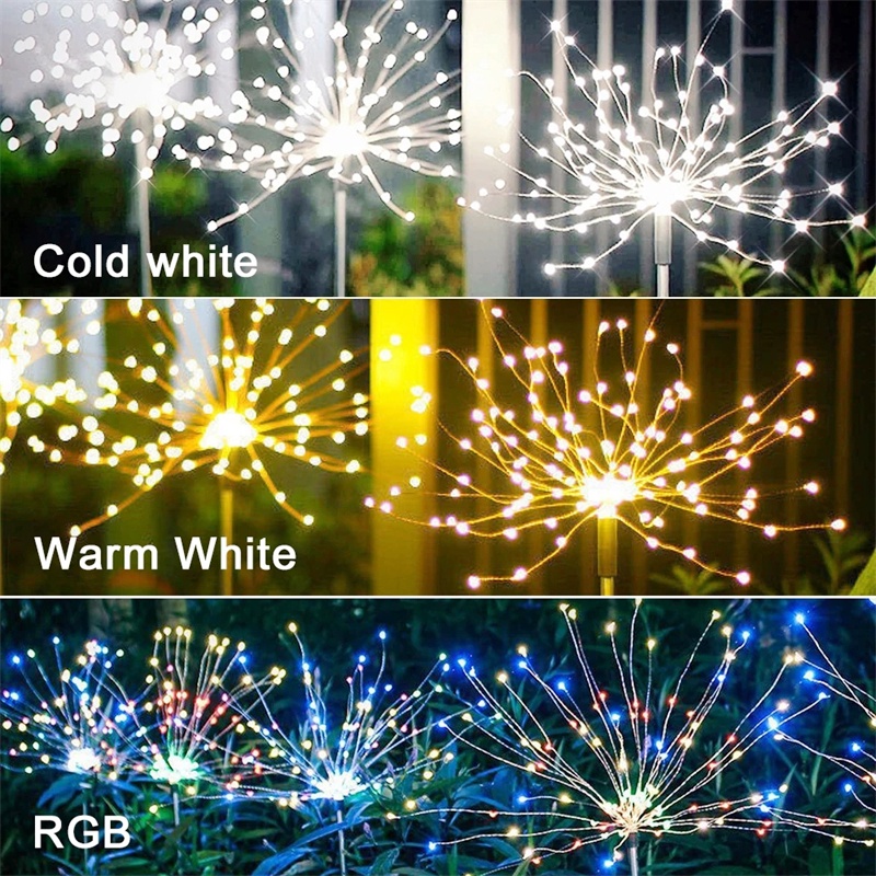 Đèn LED Năng Lượng Mặt Trời Hình Pháo Hoa Bồ Công Anh Cho Sân Vườn