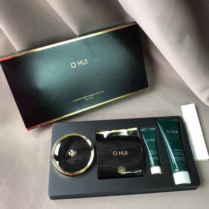 Set Phấn Nước Ohui 4 Món #HỘP ĐEN - OHui Ultimate Cover Cushion Moisture Special #1 Milk Beige