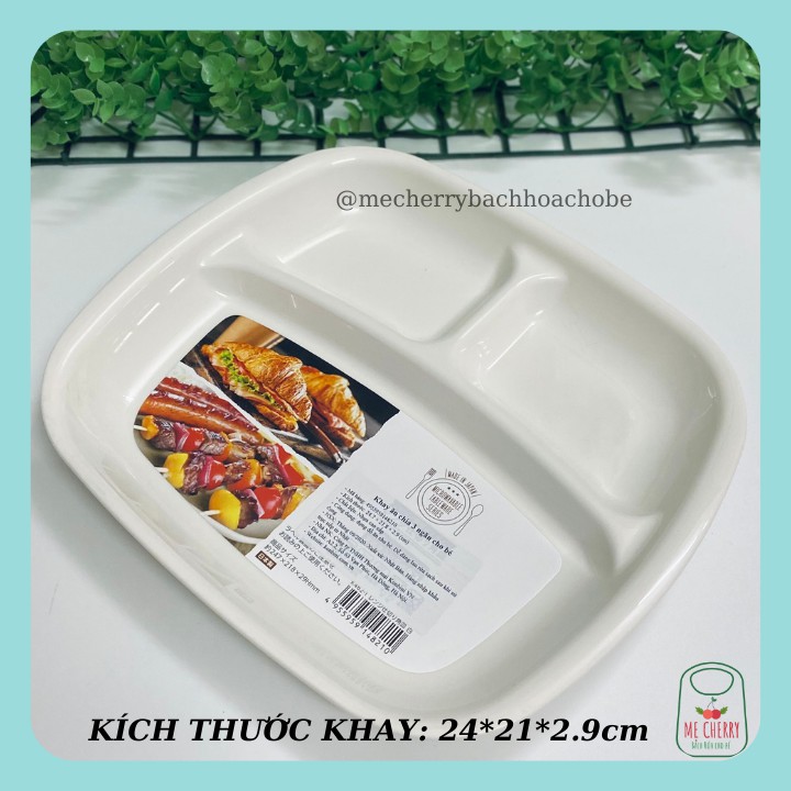 Khay ăn dặm cho bé Nakaya 3 ngăn màu Trắng cho bé - Hàng nội địa Nhật