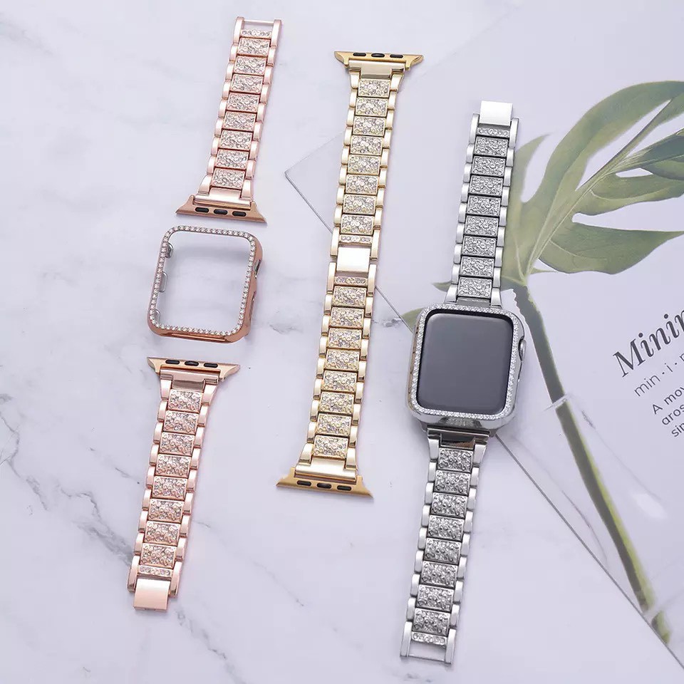 Ốp Bảo Vệ Màn Hình Apple Watch Đính Đá Không Rỉ Chống Va Đập Trầy Xước Bể Vỡ Màn Hình 38mm 42mm 40mm 44mm