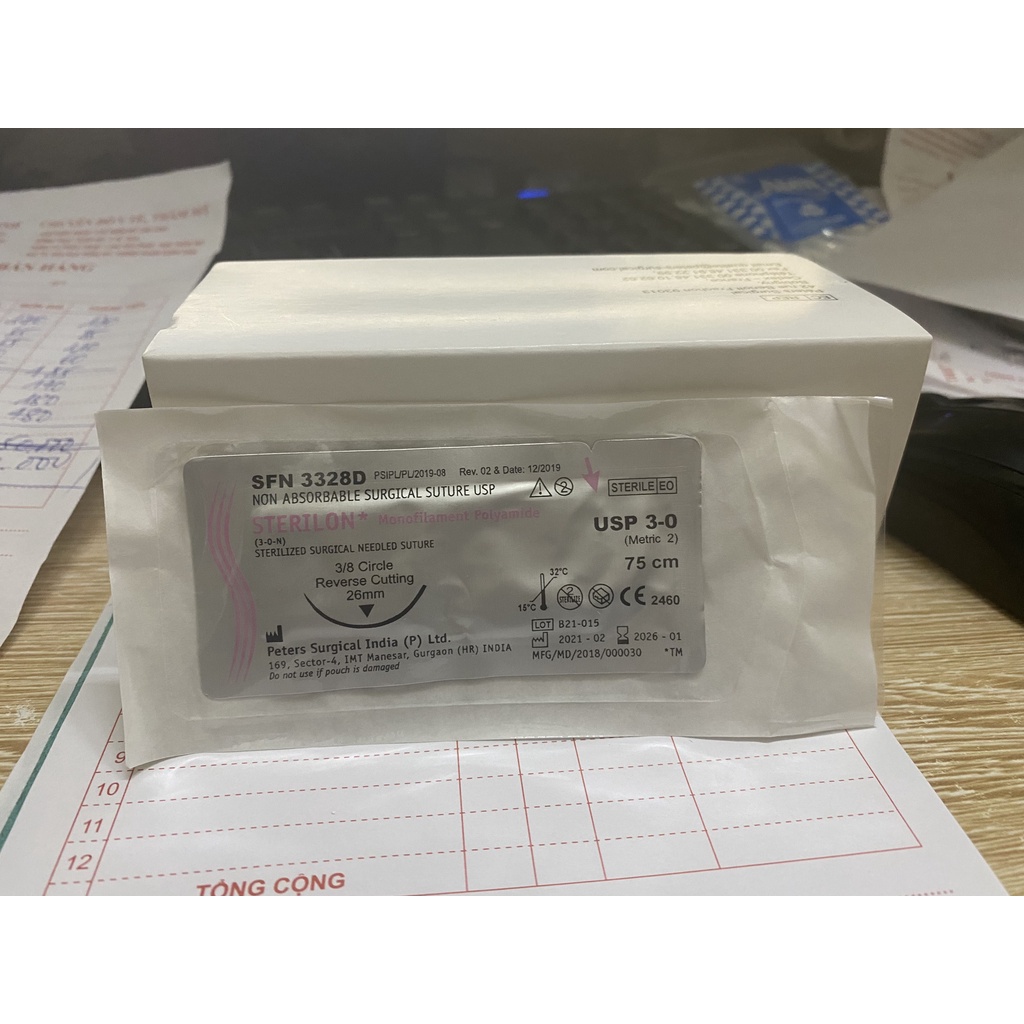 Chỉ đơn sợi thẩm mỹ, má lúm Ethilon 3/0 [1 sợi] | BigBuy360 - bigbuy360.vn