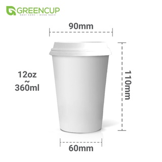 Cốc Giấy GREEN CUP 12oz 360ml dùng một lần (50 chiếc không nắp)