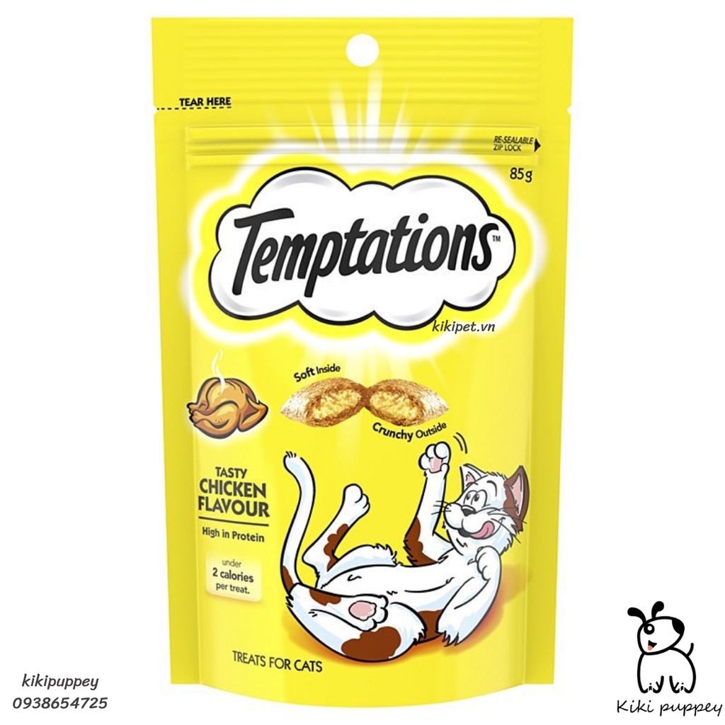 Bánh thưởng, Snack viên giòn Temptations cho mèo 85g