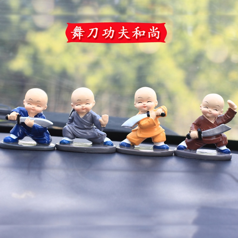 Bộ tượng 4 chú tiểu 4 không để trang trí xe hơi, bàn làm việc