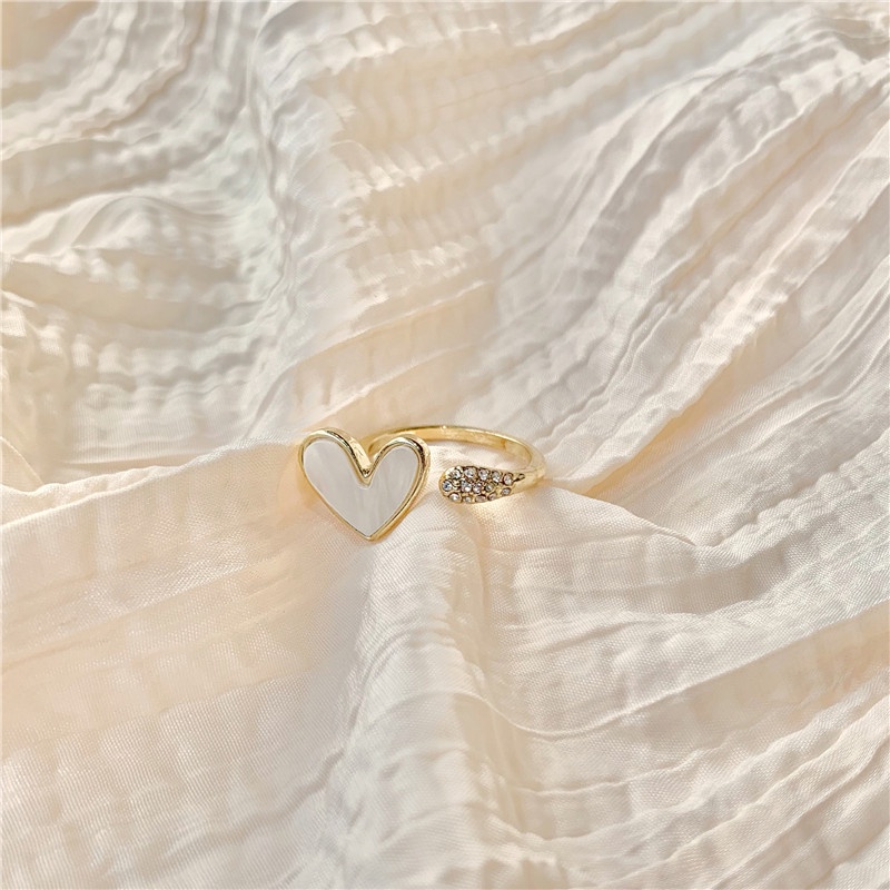 Nhẫn Mở Hình Trái Tim Đính Đá Thời Trang Cho Nữ