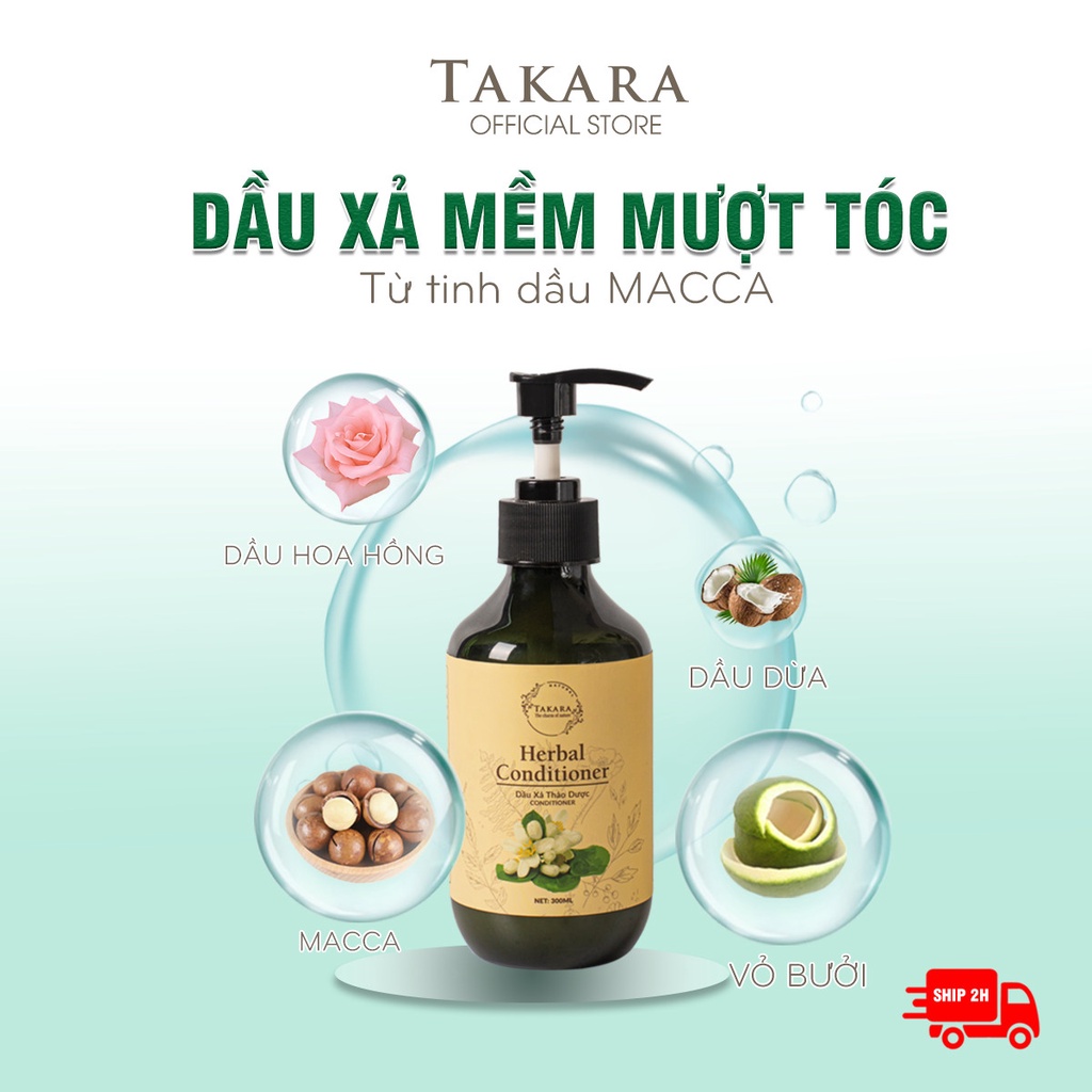 Dầu xả thảo mộc Takara giúp mềm mượt tóc ngăn gãy rụng dành cho tóc khô sơ làm từ tinh dầu bưởi thiên nhiên và hạt macca