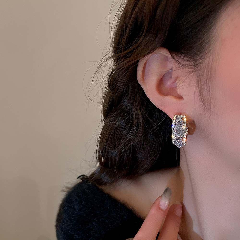 MXGOODS Bông Tai Dạng Vòng Đính Đá Thời Trang Dành Cho Nữ