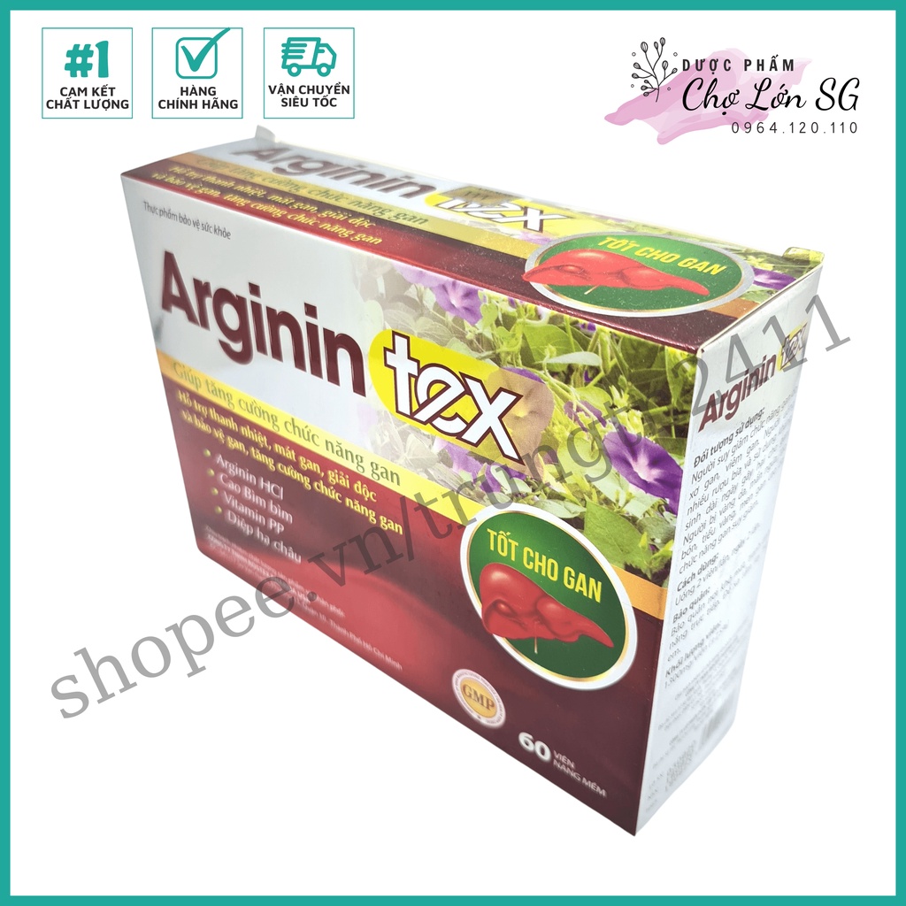 Viên uống mát gan ARGININ TEX giảm tổn thương gan do bia rượu  - Hộp 60 viên