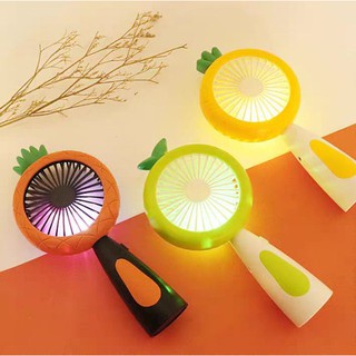 Quạt mini cầm tay để bàn hình quả dứa tích điện cầm 2 mức gió, có đèn led