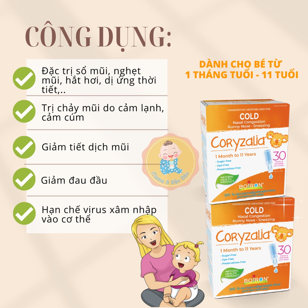 Muối vi lượng đồng căn CORYZALIA cho bé sổ mũi, chảy mũi,..