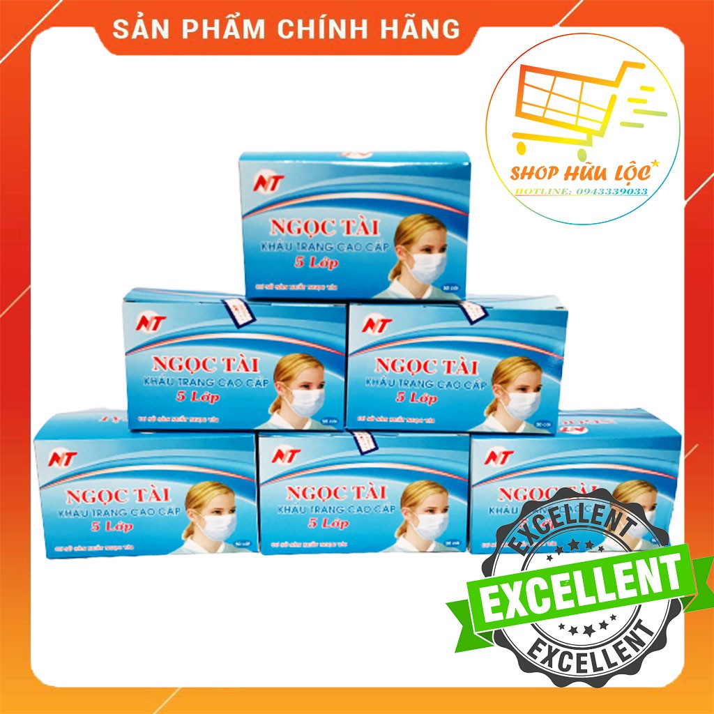 Hộp 50 Cái Khẩu Trang Y Tế 4 Lớp Ngọc Tài Chính Hãng Chuẩn Công Ty
