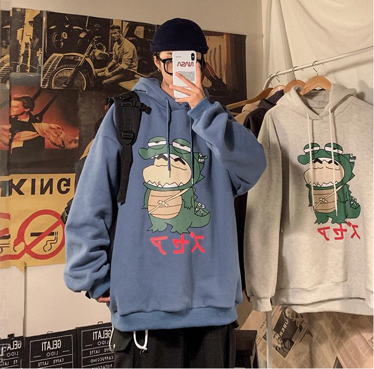 Áo sweater hoodie in hình khủng long dáng rộng nhiều màu cho nam | BigBuy360 - bigbuy360.vn