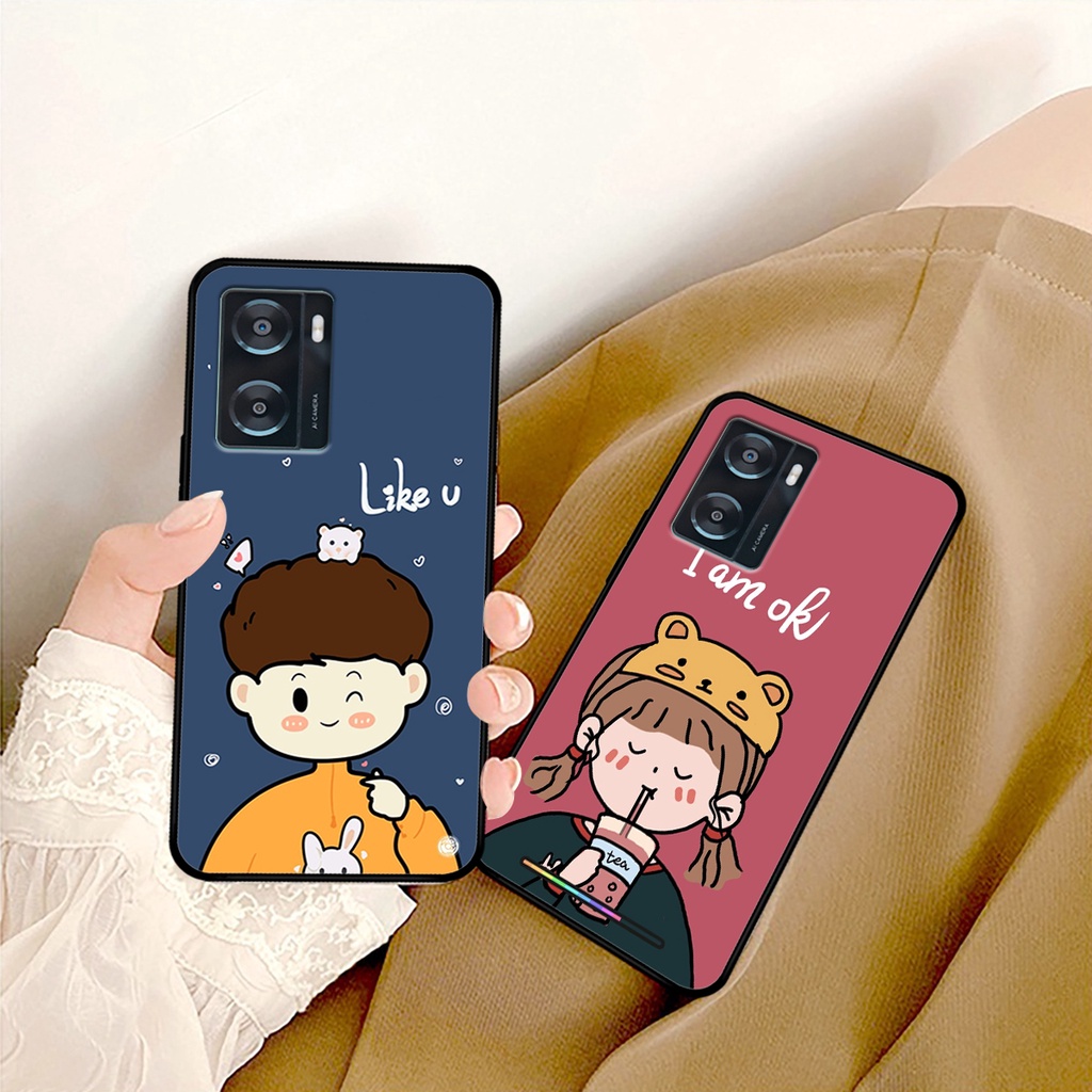 Ốp lưng Oppo A57 2022 in hình cô bé cậu bé ngộ nghĩnh, cute
