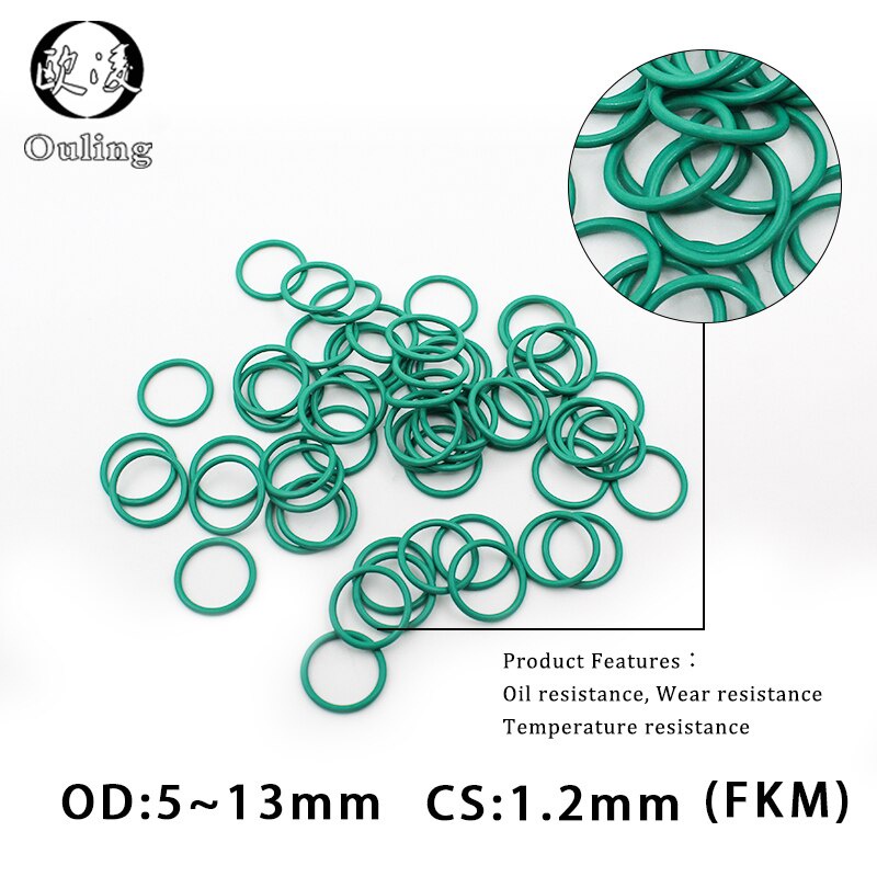 Set 10 Vòng Đệm Cao Su Hình Chữ O Màu Xanh Lá 1.2mm OD 5 / 6 / 7 / 8 / 9 / 10 / 11 / 12 / 13 / 16 / 18 / 24 * 1.2mm Phụ Kiện Chịu Nhiệt Độ Cao Chuyên Dụng