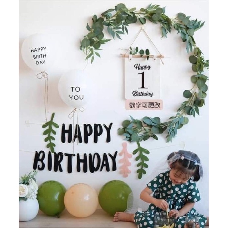 Dây cờ treo vải nỉ Happy Birthday trang trí sinh nhật Hàn Quốc