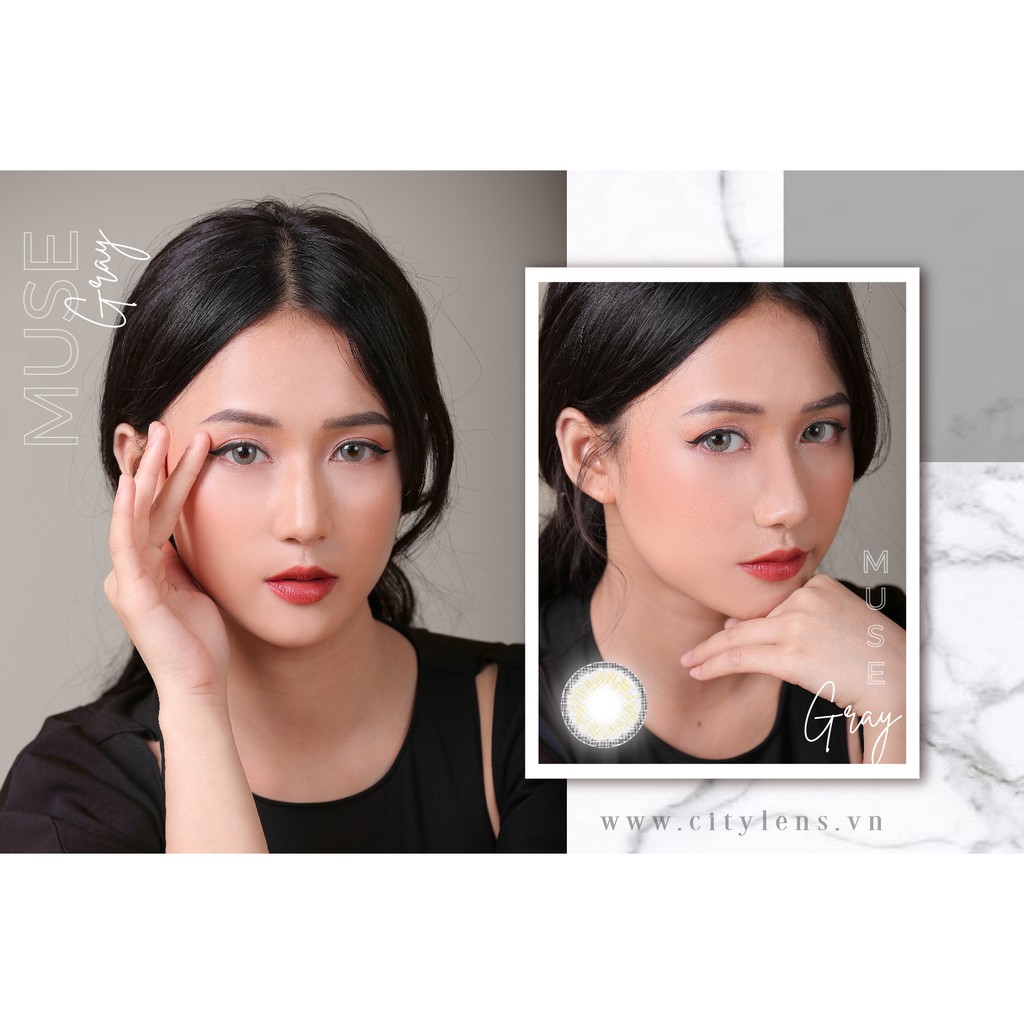 Lens tone màu xám trầm ấm Muse Gray - Citylens kính áp tròng cao cấp Hàn Quốc DIA 14.2mm