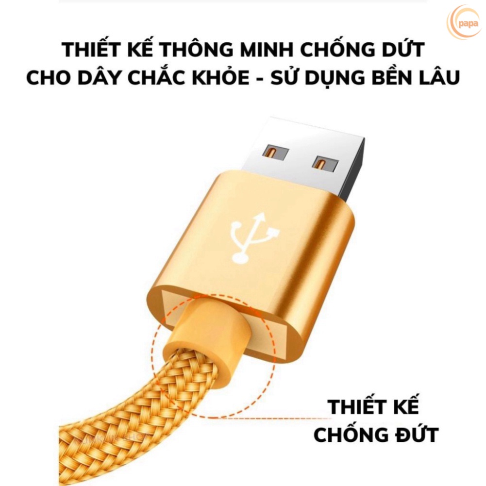 Dây sạc samsung, oppo, xiaomi...,Cáp sạc cổng Micro USB thiết kế dây bện dù dài 1 mét và 3 mét cho điện thoại androi