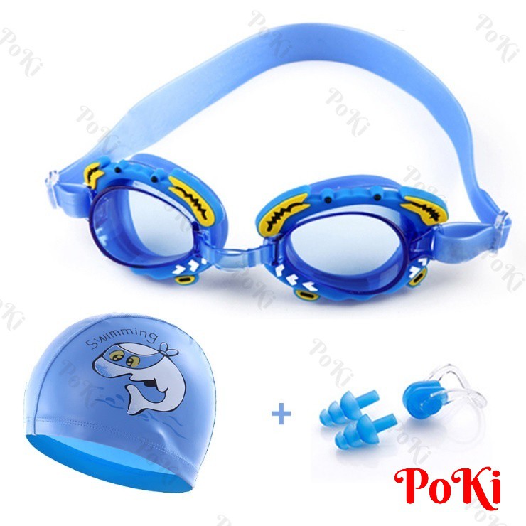 Bộ kính bơi trẻ em 4700 gồm Mũ bơi, Bịt tai kẹp mũi, đồ bơi cho bé thời trang cao cấp - POKI