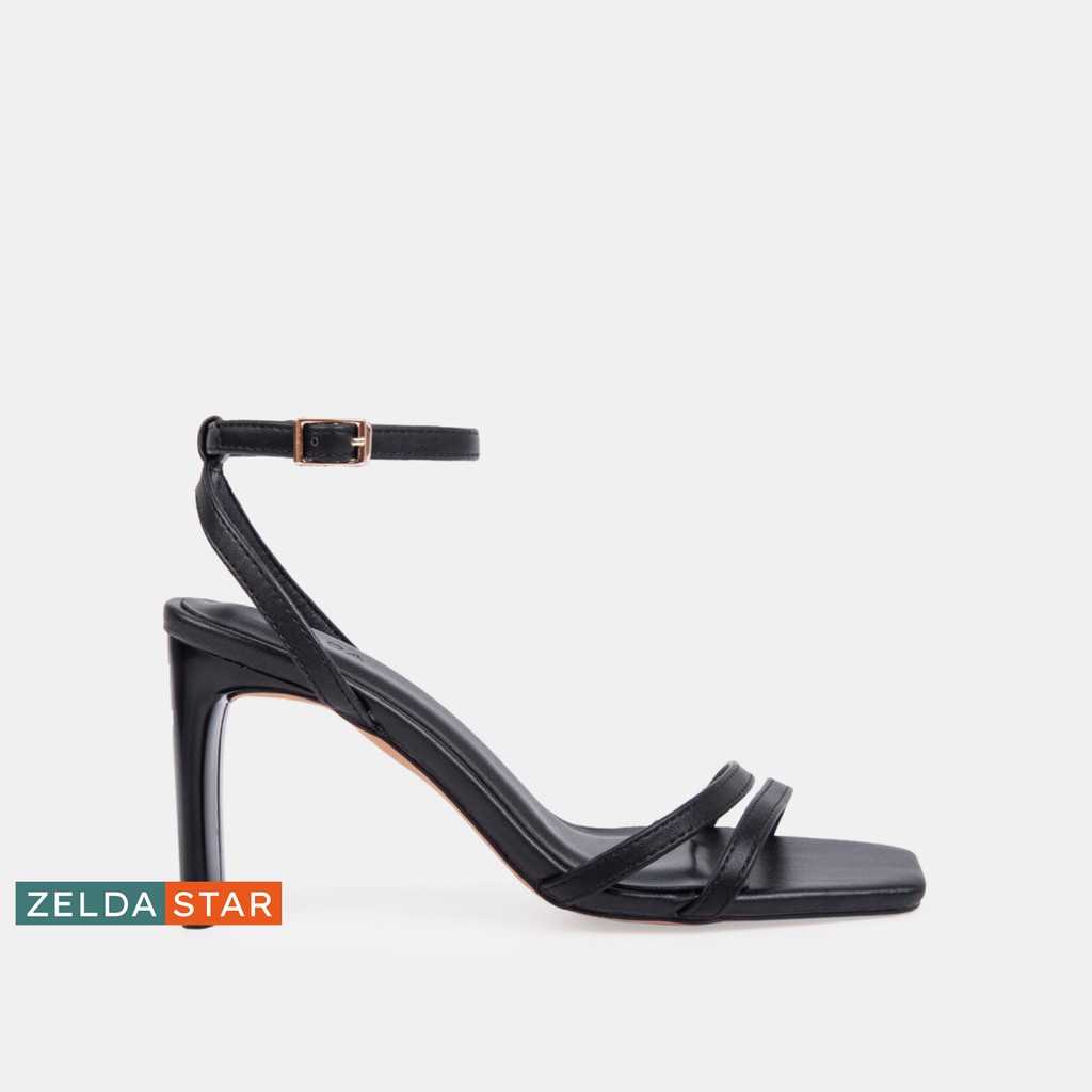 Giày Sandal Zelda Star mũi vuông gót cao 8cm quai ngang - SN007820